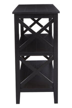 Black Wooden Large 2 Tier Bookshelf with Cross Detail