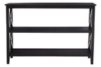 Black Wooden Large 2 Tier Bookshelf with Cross Detail