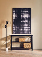 Black Wooden Large 2 Tier Bookshelf with Cross Detail