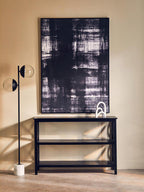 Black Wooden Large 2 Tier Bookshelf with Cross Detail