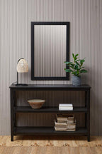 Black Wooden Large 2 Tier Bookshelf with Cross Detail