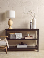Black Wooden Large 2 Tier Bookshelf with Cross Detail