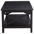 Black Wooden Coffee Table with Lower Shelf