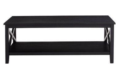 Black Wooden Coffee Table with Lower Shelf