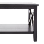 Black Wooden Coffee Table with Lower Shelf