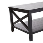 Black Wooden Coffee Table with Lower Shelf