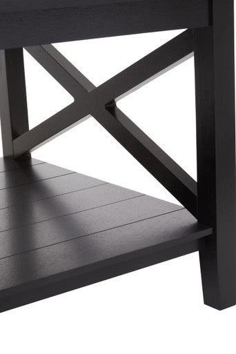 Black Wooden Coffee Table with Lower Shelf