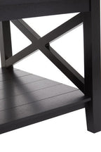 Black Wooden Coffee Table with Lower Shelf