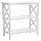 White Wooden 2 Tier Bookshelf with Cross Detail