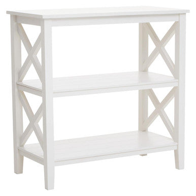 White Wooden 2 Tier Bookshelf with Cross Detail