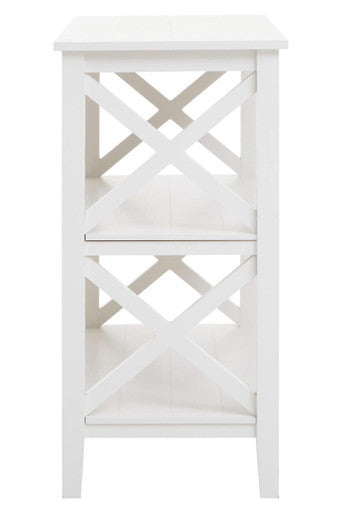 White Wooden 2 Tier Bookshelf with Cross Detail