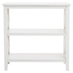 White Wooden 2 Tier Bookshelf with Cross Detail