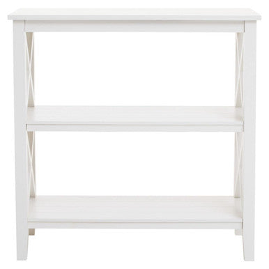 White Wooden 2 Tier Bookshelf with Cross Detail