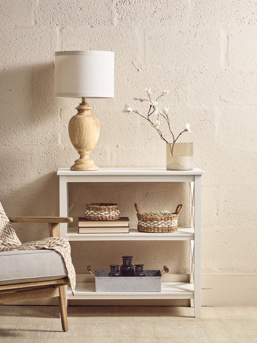 White Wooden 2 Tier Bookshelf with Cross Detail