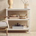 White Wooden 2 Tier Bookshelf with Cross Detail