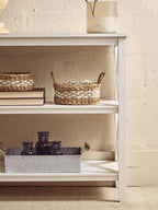 White Wooden 2 Tier Bookshelf with Cross Detail