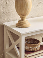 White Wooden 2 Tier Bookshelf with Cross Detail