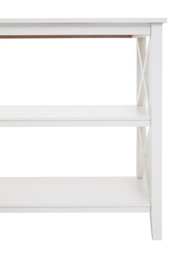 White Wooden 2 Tier Bookshelf with Cross Detail