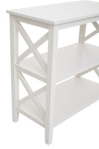 White Wooden 2 Tier Bookshelf with Cross Detail