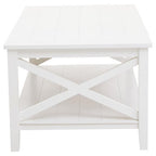 White Wooden Coffee Table with Lower Shelf