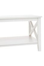 White Wooden Coffee Table with Lower Shelf