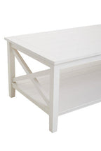 White Wooden Coffee Table with Lower Shelf
