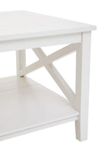 White Wooden Coffee Table with Lower Shelf
