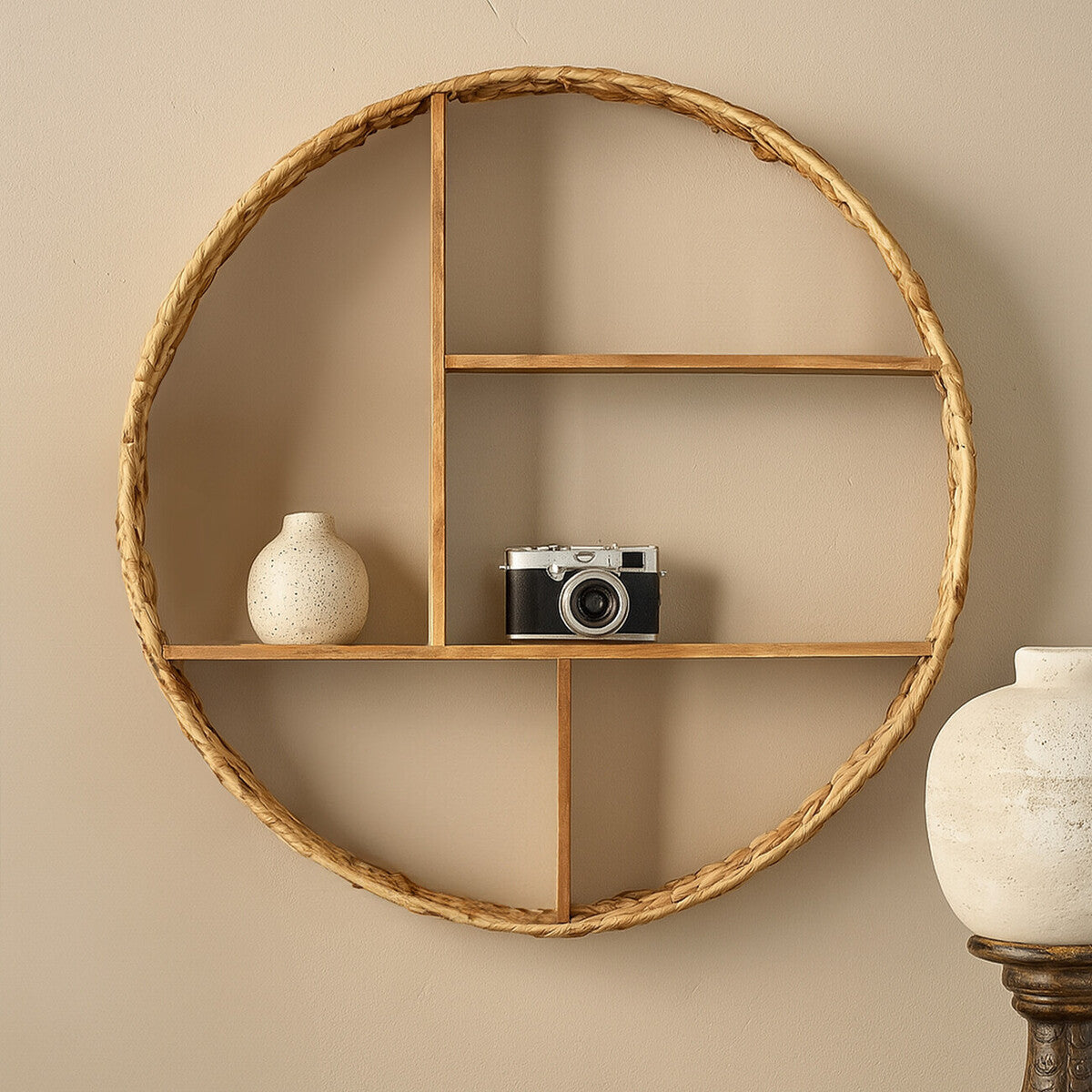 Water Hyacinth and Metal Wall Shelf