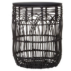 Black Rattan Round Side Table