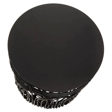 Black Rattan Round Side Table