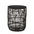 Black Rattan Round Side Table