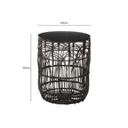 Black Rattan Round Side Table
