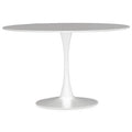 White Wooden Top Large Round Dining Table with Metal Base