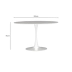 White Wooden Top Large Round Dining Table with Metal Base