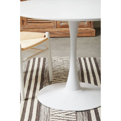 White Wooden Top Large Round Dining Table with Metal Base