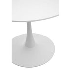 White Wooden Top Large Round Dining Table with Metal Base