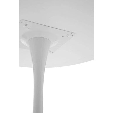White Wooden Top Large Round Dining Table with Metal Base