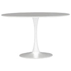 White Wooden Top Large Round Dining Table with Metal Base