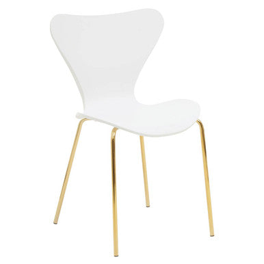 White Seat and Gold Finish Legs Dining Chair