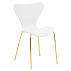White Seat and Gold Finish Legs Dining Chair