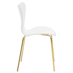 White Seat and Gold Finish Legs Dining Chair