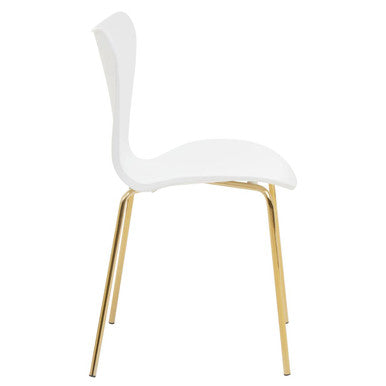 White Seat and Gold Finish Legs Dining Chair
