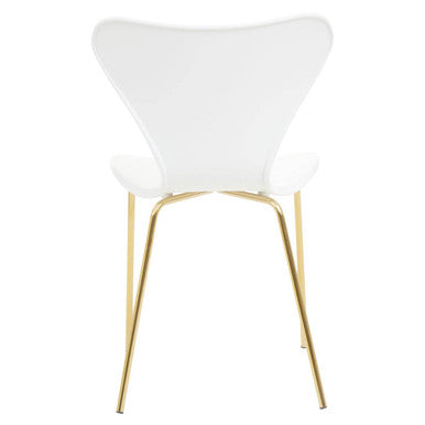 White Seat and Gold Finish Legs Dining Chair