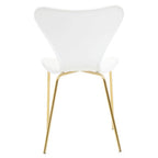 White Seat and Gold Finish Legs Dining Chair