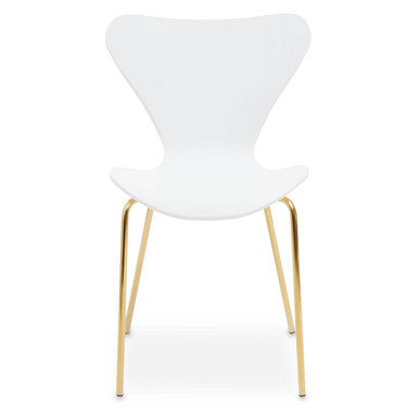 White Seat and Gold Finish Legs Dining Chair