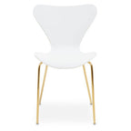 White Seat and Gold Finish Legs Dining Chair