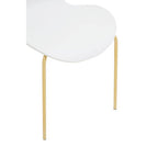 White Seat and Gold Finish Legs Dining Chair