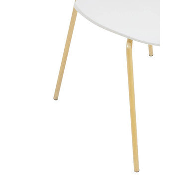 White Seat and Gold Finish Legs Dining Chair
