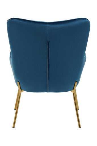 Blue Velvet Chair with Gold Finish Tapered Legs