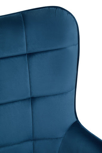 Blue Velvet Chair with Gold Finish Tapered Legs